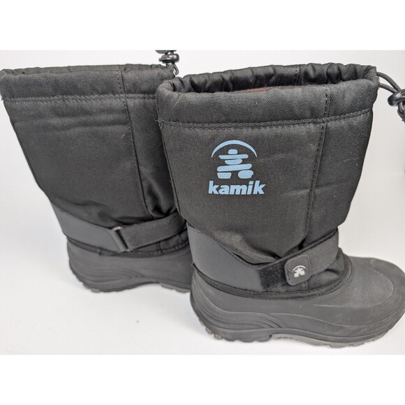 KAMIK Black Insulated Snow Winter Boots Waterproof Kids Size 3 Hook and Loop - Picture 7 of 10